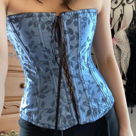 Vintage Other - Vintage Y2K Corset Floral Embroidered Satin Bustier Regencycore Cottagecore Bra